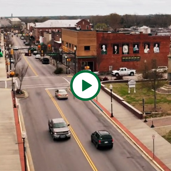 Downtown Lancaster, SC from above